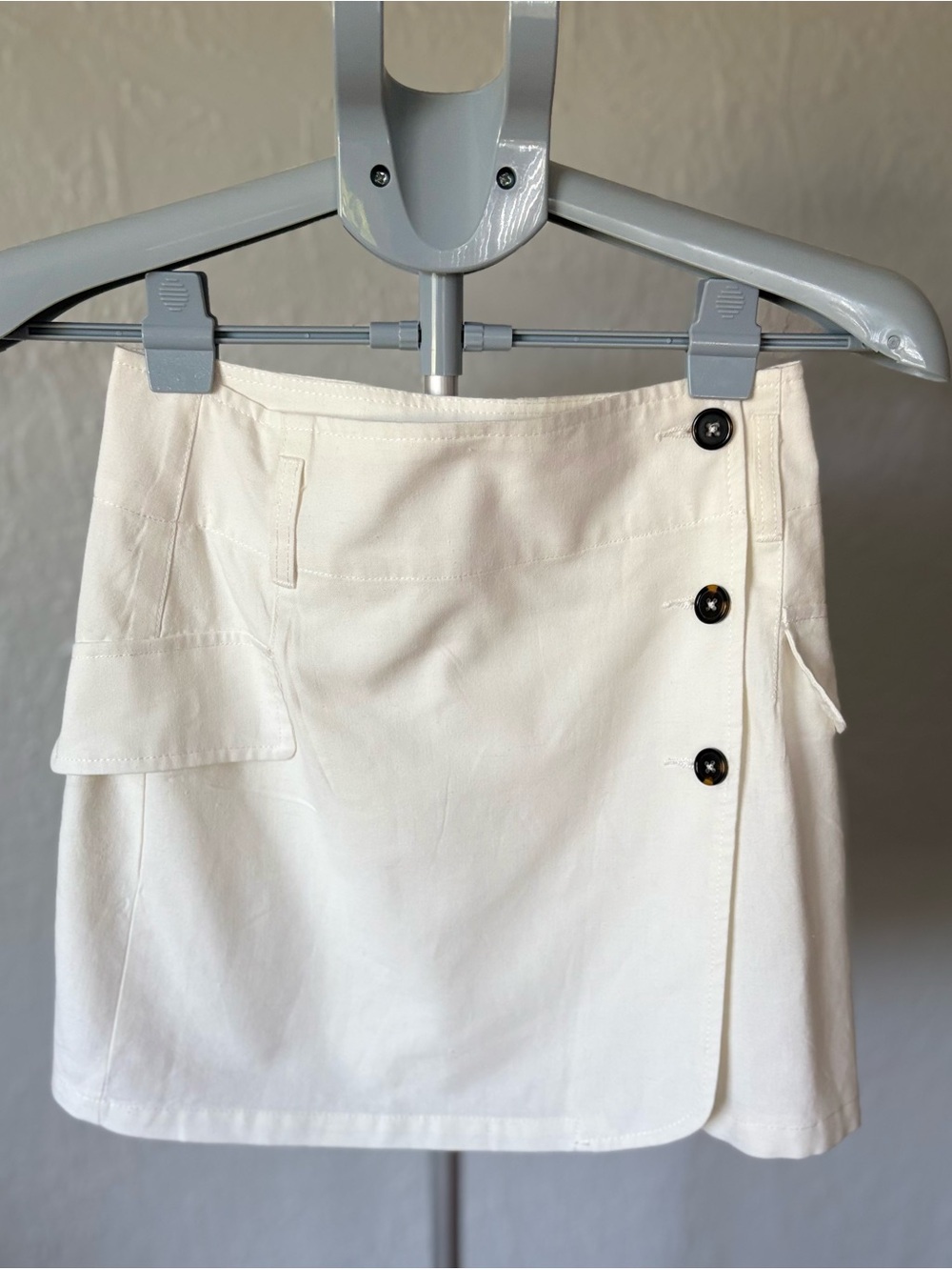 A Loves A Ivory Linen Cotton Button Front Mini Skirt Size 0 Lined R6585CLT